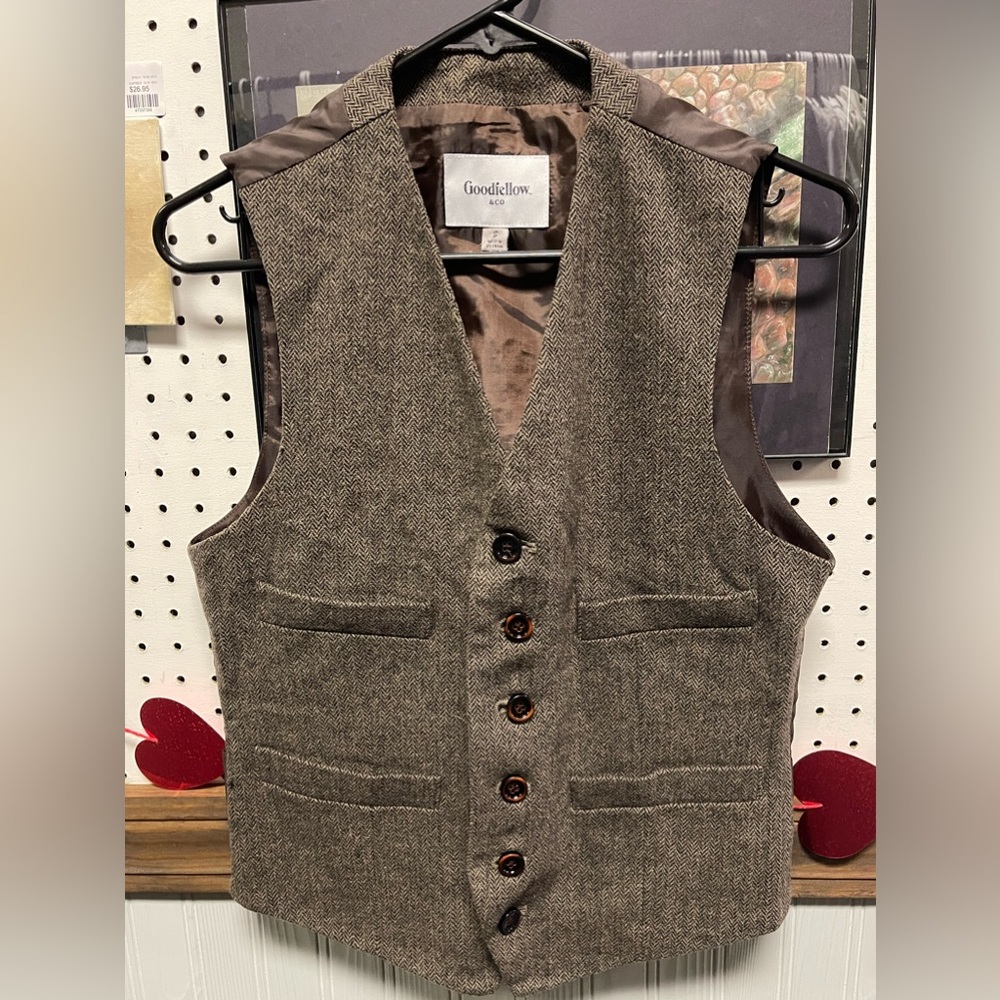 Brown tweed vest size S